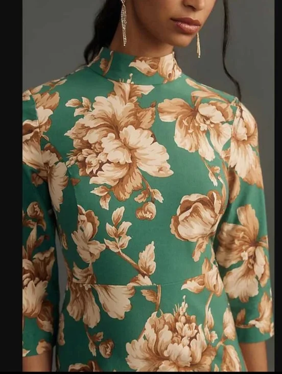 Maeve By Anthropologie Mock-Neck Shift Mini Dress  Size 4 EUC - Picture 2 of 9